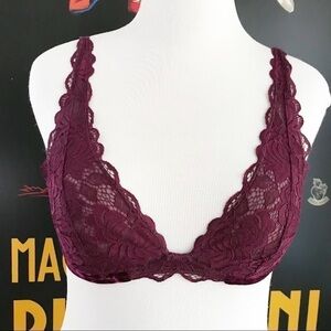 Sam Edelman Merlot Lace  Velvet Triangle Bralette